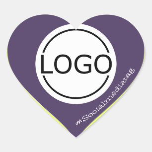 Logo Template Purple Lemon Yellow Custom Packaging Heart Sticker