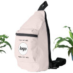 Logo Text Business Promotional Branding Blush Pink Sling Bag<br><div class="desc">Add your own logo and custom text to this design. Remove top or lower text if you prefer. Add a name, company slogan, phone number or website address. Minimalist and professional. Great for a promotional product for your employees, staff, clients and customers. Ideal for trade shows, travel, corporate or sporting...</div>