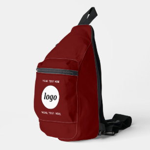 Logo Text Business Promotional Branding Burgundy Sling Bag