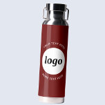Logo Text Business Promotional Branding Dark Red Water Bottle<br><div class="desc">Simple logo and custom text design to foster brand loyalty and promote your small business.  Replace the logo with your own,  and change or delete the top and lower text to customize.  Perfect for promotional purposes and to give to employees,  customers and clients.</div>