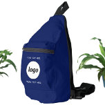Logo Text Business Promotional Branding Navy Blue Sling Bag<br><div class="desc">Add your own logo and custom text to this design. Remove top or lower text if you prefer. Add a name, company slogan, phone number or website address. Minimalist and professional. Great for a promotional product for your employees, staff, clients and customers. Ideal for trade shows, travel, corporate or sporting...</div>