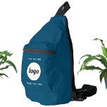 Logo Text Business Promotional Branding Teal Green Sling Bag<br><div class="desc">Add your own logo and custom text to this design.  Remove top or lower text if you prefer. Minimalist and professional.  Great for a promotional product for your employees,  staff,  clients and customers. Ideal for trade shows,  travel,  corporate or sporting events and giveaways. For other versions,  see the collection.</div>