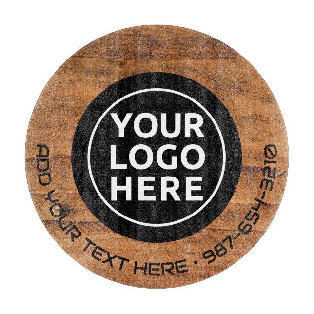 LOGO & TEXT | Custom Business Glass Cutting Board (Front)