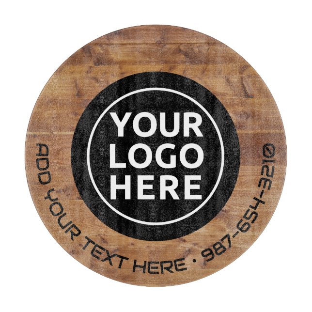 LOGO & TEXT | Custom Business Glass Cutting Board (Front)