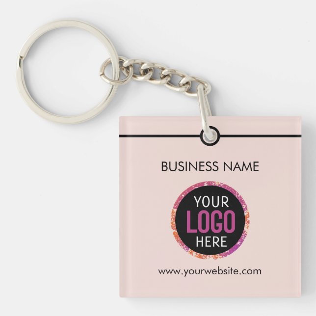 Logo, text double sided light blush pink keychain (Front)