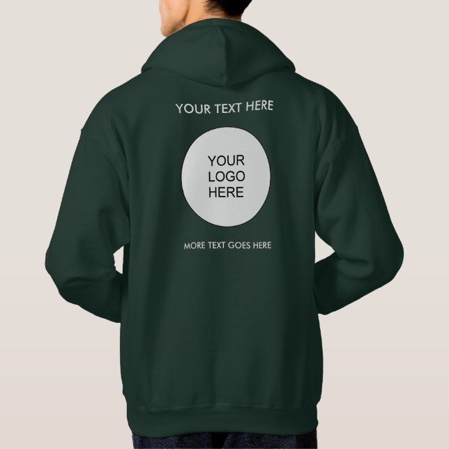 Logo Text Mens Forest Green Template Double Sided Hoodie (Back)