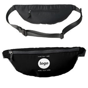 Logo Text Promotional Business Branding Black Fanny Pack