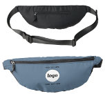 Logo Text Promotional Business Branding Blue Fanny Pack<br><div class="desc">Add your own logo and choice of text to this design.  Remove the top or lower text if you prefer.  Minimalist and professional.  Great for a promotional product for your clients and customers. Ideal for corporate events,  sports,  trade shows and sponsorship.  For other versions,  see the collection.</div>