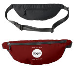 Logo Text Promotional Business Branding Burgundy Fanny Pack<br><div class="desc">Add your own logo and choice of text to this design. Remove the top or lower text if you prefer. Minimalist and professional. Great for a promotional product for your clients and customers. Ideal for corporate events, sports, trade shows and sponsorship. For other versions, see the collection.</div>