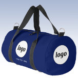 Logo Text Promotional Business Navy Blue Duffle Bag<br><div class="desc">Add your own logo and custom text to this design.  Your company name,  slogan,  website or phone number.  Minimalist and professional.  Great for a promotional product for your employees,  staff,  clients and customers. Ideal for trade shows,  travel,  corporate or sporting events and giveaways. For other versions,  see the collection.</div>
