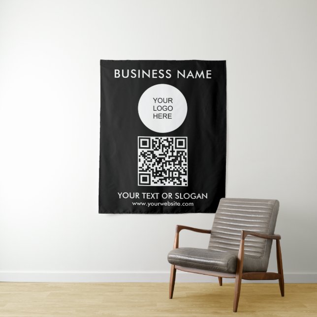 Logo Text QR Code Backdrop For Party Event Seminar Tapestry (In Situ)
