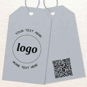 Logo Text QR Code Blue Business Price or  Gift Tags