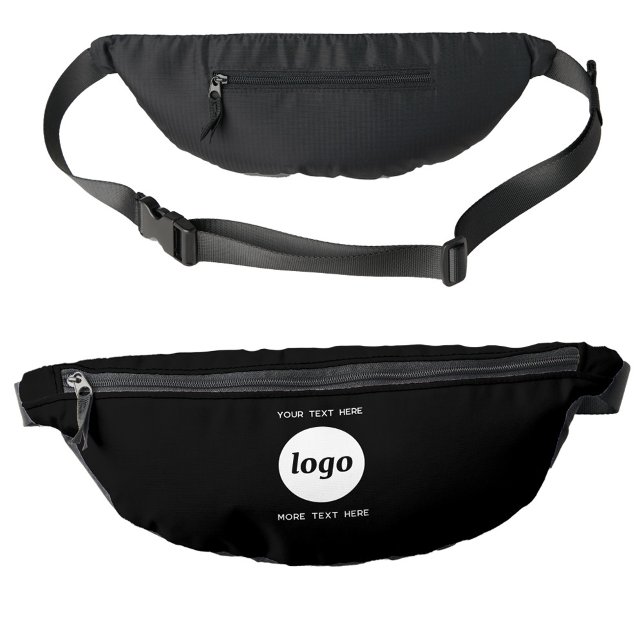 Logo Texte promotionnel Marque commerciale Noir (Logo with custom text business promotional branding fanny pack bag)