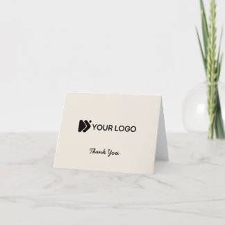 Logo Thank You Card with QR Code in Beige