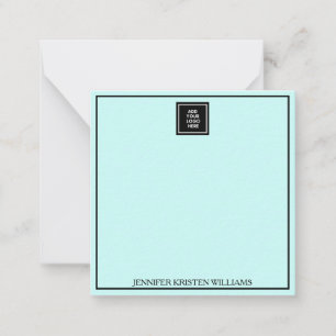 Logo Thin Border Personalized Blush Blue Elegant   Card