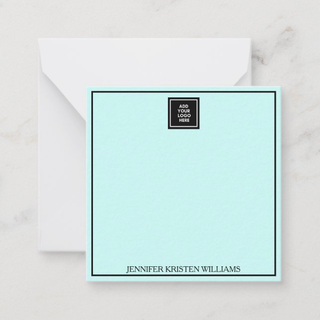 Logo Thin Border Personalized Blush Blue Elegant   Card (Front)
