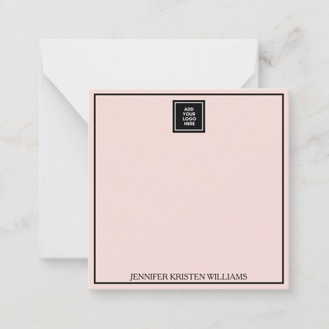 Logo Thin Border Personalized Blush Pink Elegant  Card (Front)