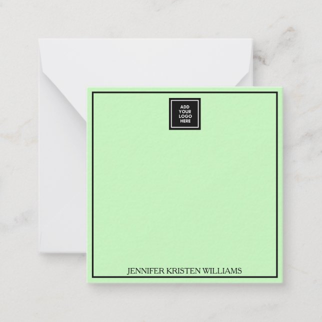 Logo Thin Border Personalized light Green Elegant  Card (Front)
