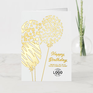 Logo Three Playful Balloons Business Birthday Foil Holiday Card