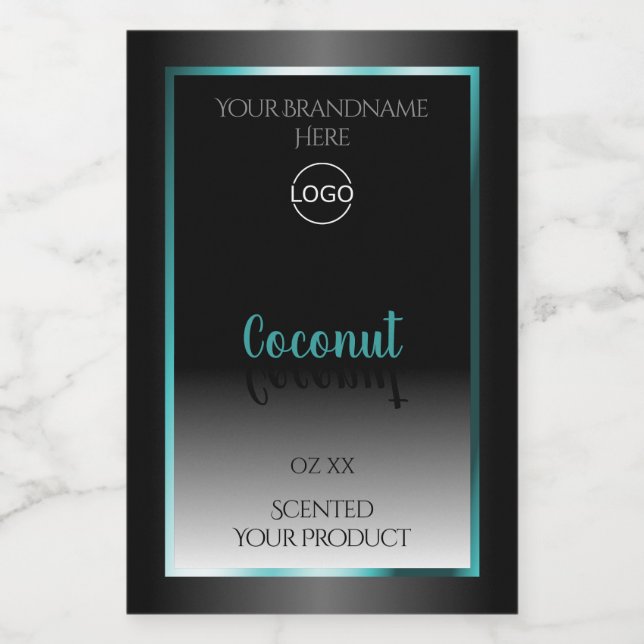 Logo Turquoise de Étiquettes de luxe Black White (Étiquettes simples)