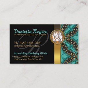 Logo + turquoise or et noir Cartes de visite de mo