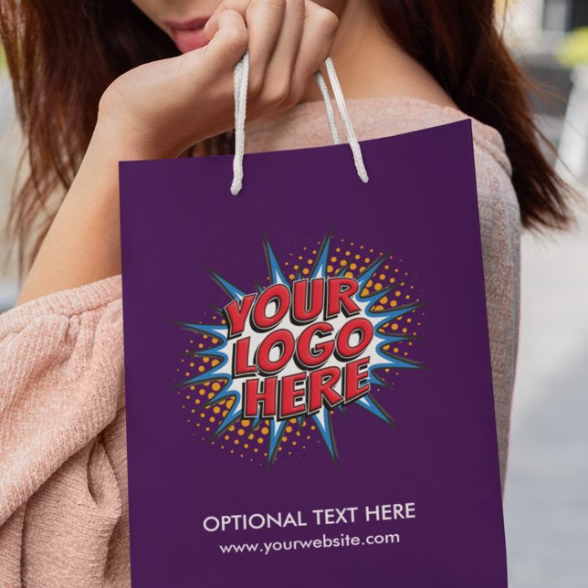 Logo Upload Custom Business Purple Small Gift Bag (Creator Uploaded)