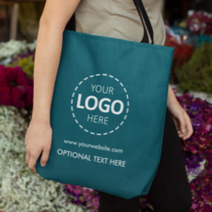 Logo Upload Marketing Dark Teal Tote Bag