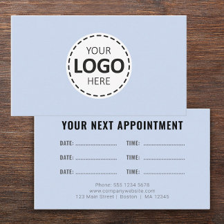 Logo Upload Modern Simple Appointment Blue Business Card