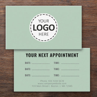 Logo Upload Modern Simple Appointment Olive Green Business Card