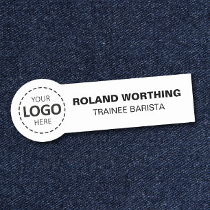 Logo Upload Simple Modern Staff Name Tag