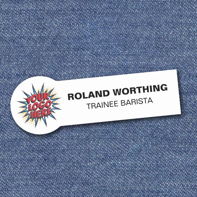 Logo Upload - White Modern Staff Name Tag (Creator Uploaded)