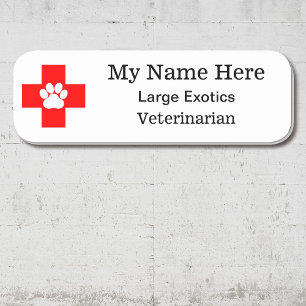 Logo Veterinarian 3 Line Text Round Corner Name Tag