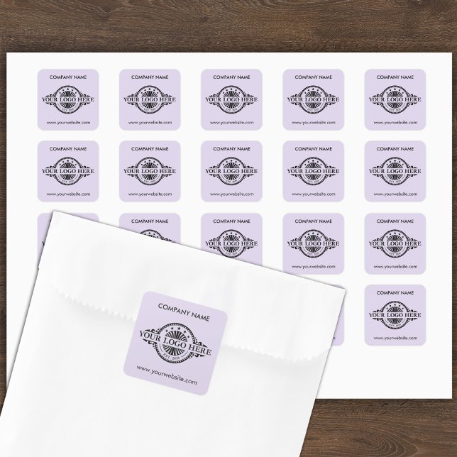 Logo & Website Custom Square Lavender Sticker (Creator Uploaded)