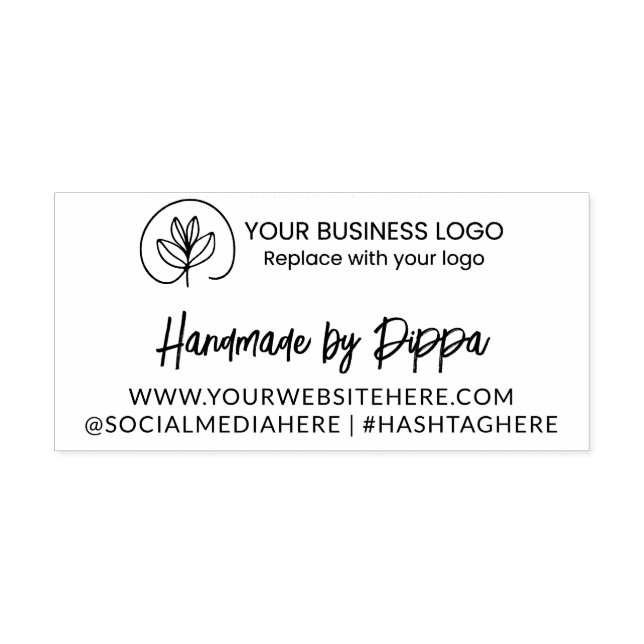 Logo & Website - Handmade by Your Business Self-inking Stamp (Design)
