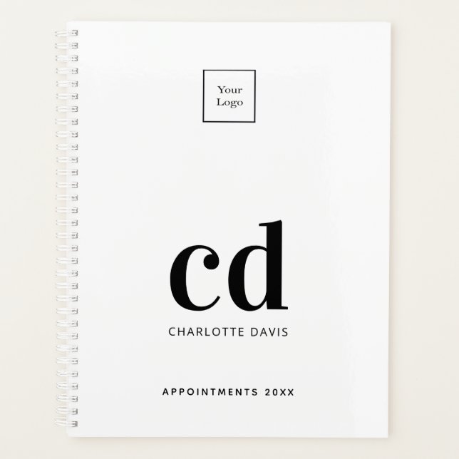 Logo white black monogram initials business 2021 planner (Front)