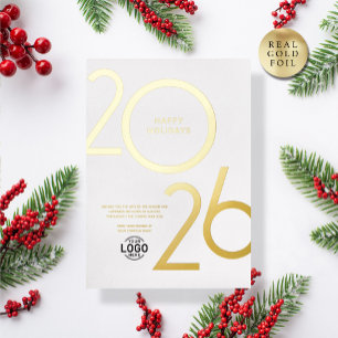 Logo White Clean Modern Business Holiday Gold Card
