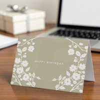 Logo White Folk Flowers Cute Beige Office Birthday