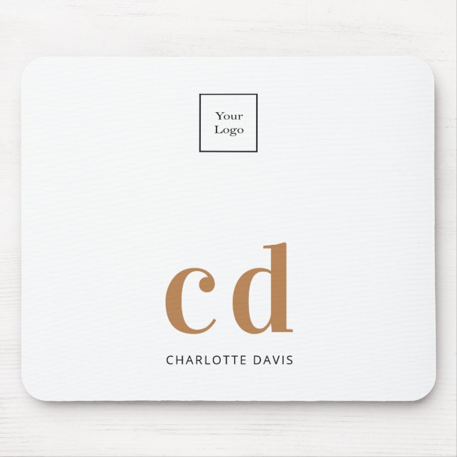 Logo white gold monogram initials business mouse pad (Front)