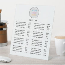 Logo White Modern Price List Pedestal Sign