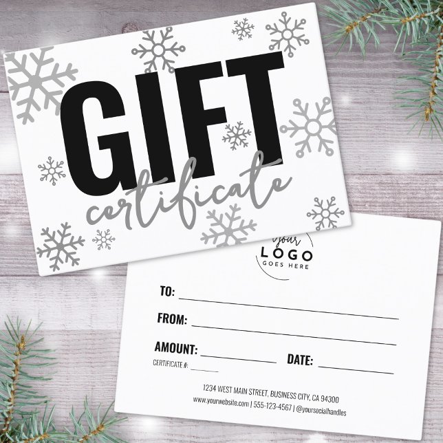 Logo Winter Business Gift Certificate (Logo Winter Holiday Business Gift Certificate)