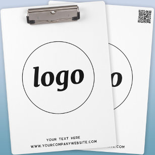 Logo with Text and QR Code Business Clipboard