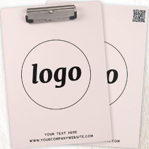 Logo with Text and QR Code Business Clipboard