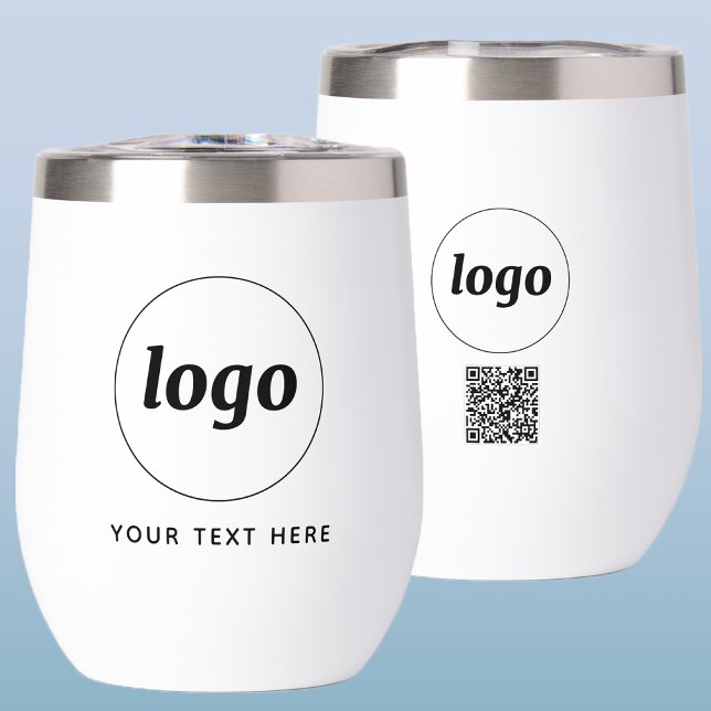 Logo With Text and QR Code Business Promotional (Logo with QR code and custom text promotional business branding thermal tumbler)