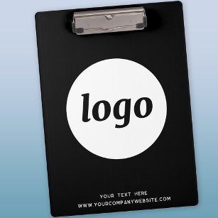 Logo with Text Black and White Business Clipboard