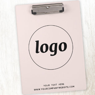 Logo with Text Blush Pink Business Clipboard