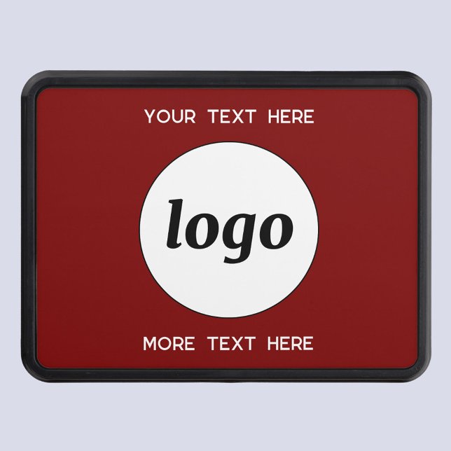 Logo With Text Business Promotional Burgundy Red Trailer Hitch Cover (Simple logo with custom text business branding promotional trailer hitch cover)