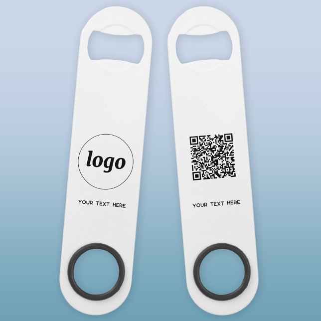 Logo With Text QR Code Business Bar Key (Logo QR code custom text business promotional bar key bottle opener)