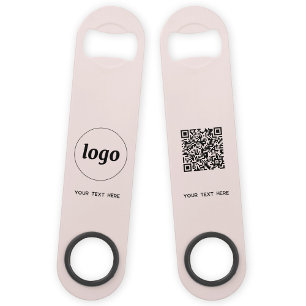 Logo With Text QR Code Business Blush Pink Bar Key