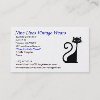 logocat04w10, Nine Lives Vintage Wears, 602 Eas... Business Card