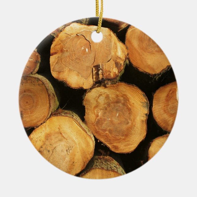 Logs Ceramic Ornament (Front)